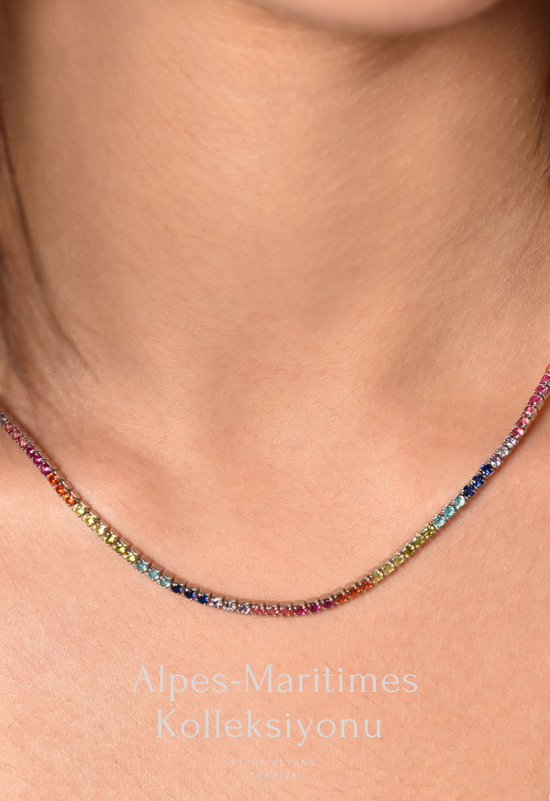 Alpes-Maritimes Renkli Gümüş Kolye Modeli